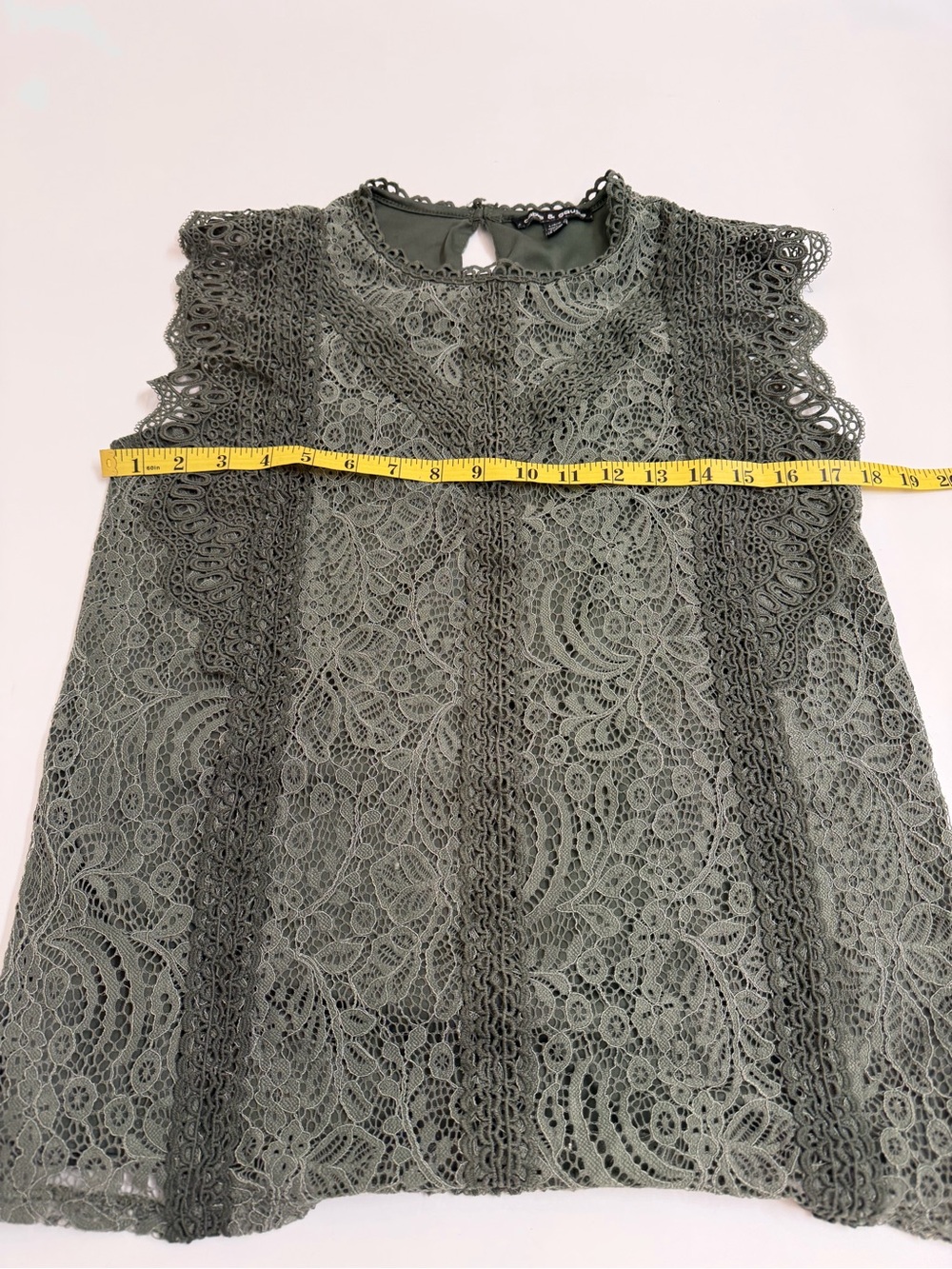 Cable & Gauge Lace Blouse Set Sage Green & Beige Romantic Cottagecore Size L - Picture 4 of 10